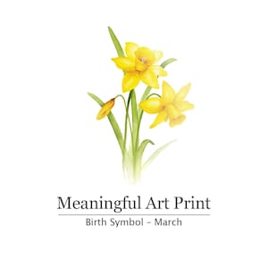 Bedeutungsvoller Kunstdruck – März Geburtsblume | Narzisse Aquarell, botanische Wandkunst, druckbare Dekoration