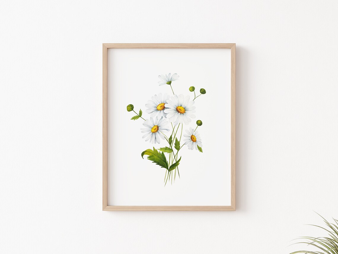 Daisy Flower Wall Art Instant Printable Watercolor - Etsy