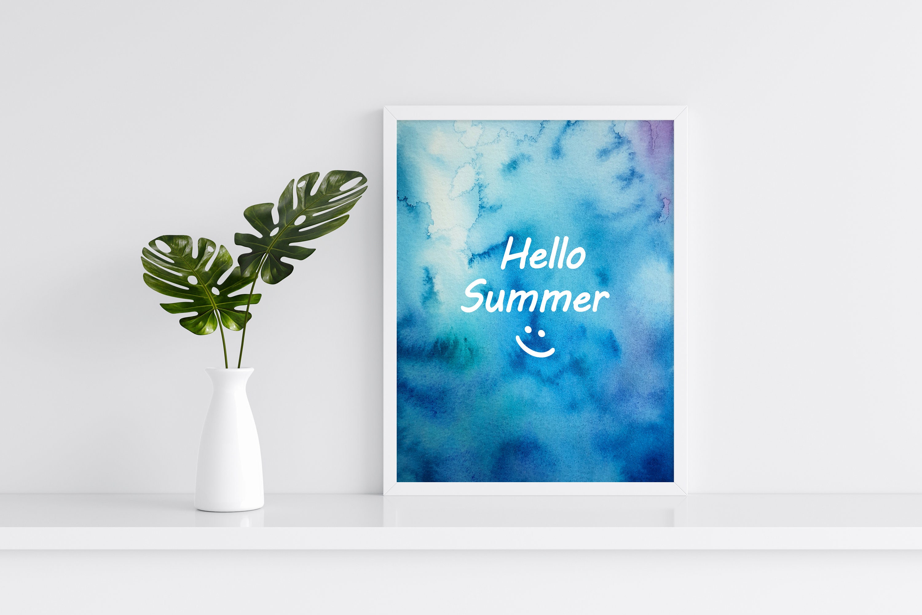 Blue Summer Wall Art Printable Watercolor - Etsy