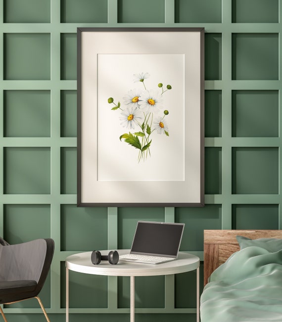 Daisy Flower Wall Art Instant Printable Watercolor | Etsy