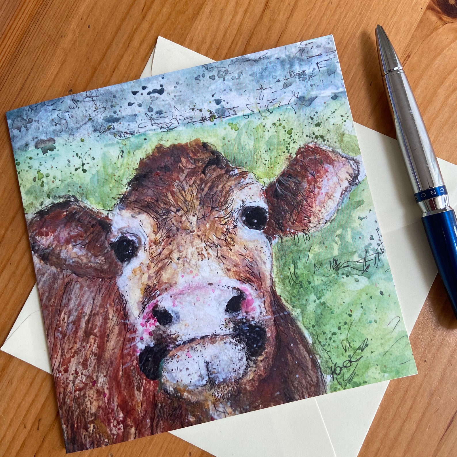 Blank Greetings Card Drizzle the Cumbrian Cow. Etsy UK