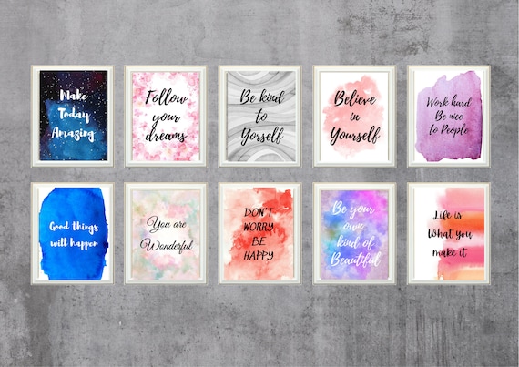 Be Happy Inspirational Mini Canvas Quote Art Pink Gift Idea Quote Print Sign