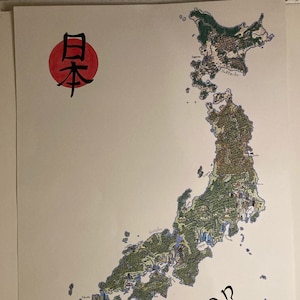 Carte du Japon de style fantastique (couleur)