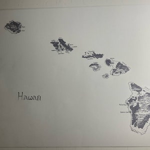 Carte d'Hawaï dessinée à la main