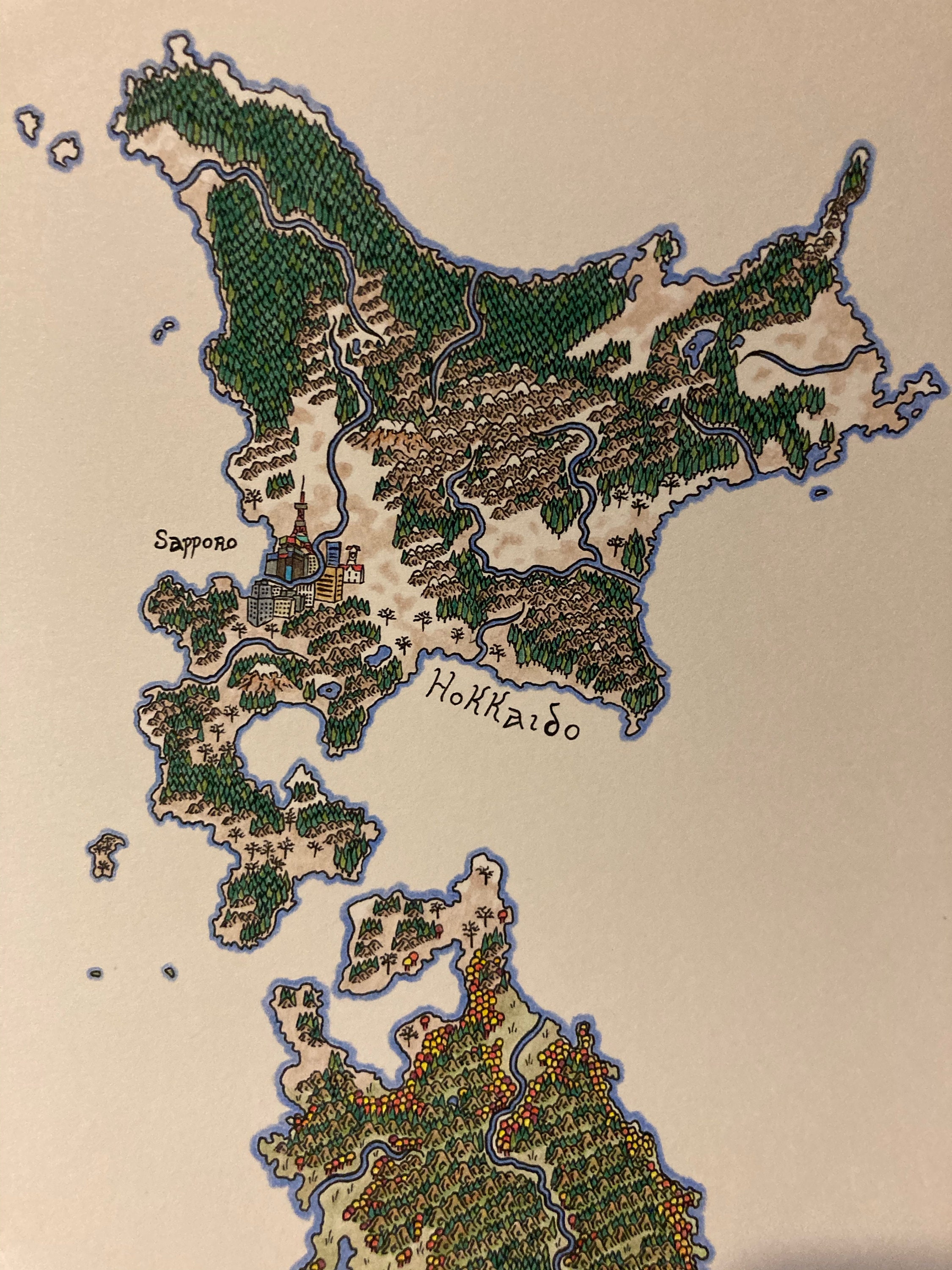 ファンタジー風日本地図（カラー） - Etsy 日本