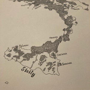 Carte fantastique de l'Italie dessinée à la main