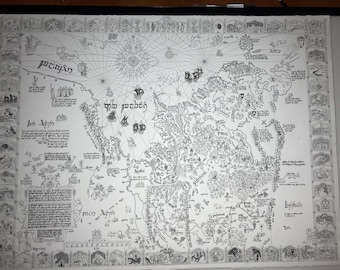 手描きトールキン風の地図アートワーク、ホビット庄の地図 - Etsy 日本