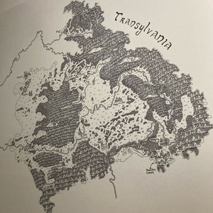 Transylvanie - Carte d'Halloween dessinée à la main de style fantastique