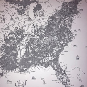 Carte des États-Unis de style fantastique (contiguë)