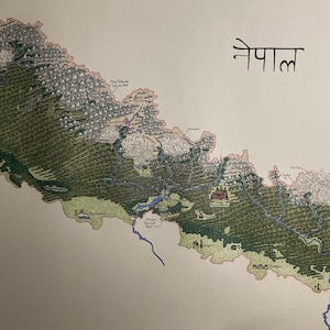 Népal - carte dessinée à la main de style fantastique