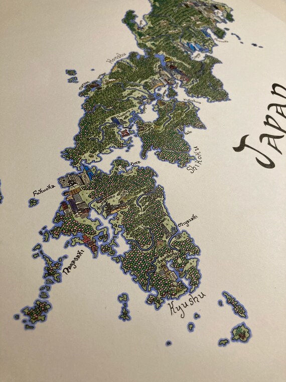 Fantasy-style Map of Japan (colored) - Etsy