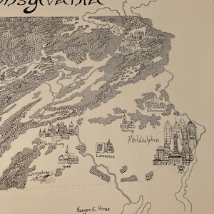 Carte de Pennsylvanie dessinée à la main