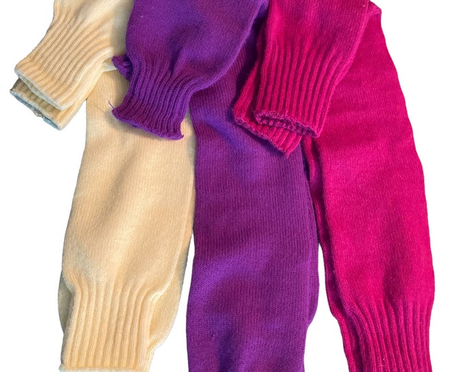 THE JANE Vintage 80s Aerobics Leg Warmers in Pink, Purple, and Yellow