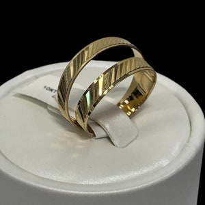 10K Solid Yellow Gold Diamond Cut Engagement Couples Proposal Ring anillo de compromiso Ring Bands Jewelry for Men Womens