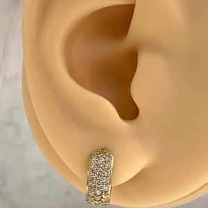 10K Solid Yellow Gold Huggies Hoop with CZ gift for him/her unisex hoop/earring christmas gift, fancy earring
