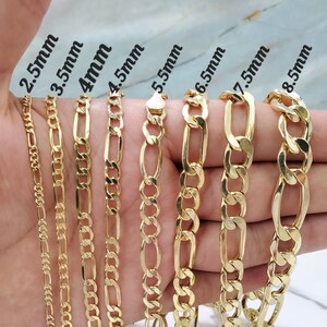 6.5mm 14K Yellow Gold Figaro Link Chain and Necklace For Men and Women Gifts For Him and Her