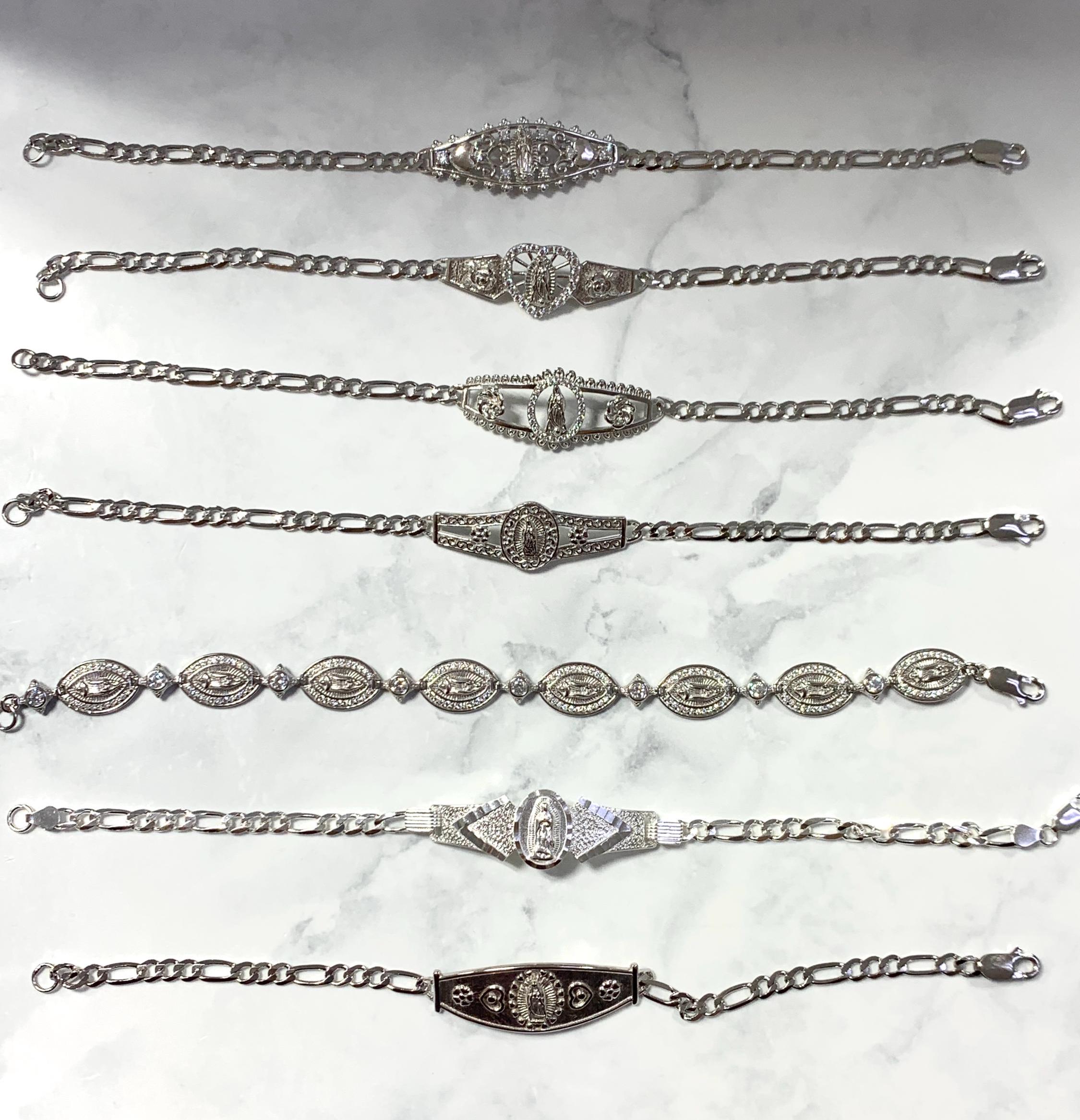 ChicSilver Pulsera De Plata De Ley Con Inicial, Pulsera De