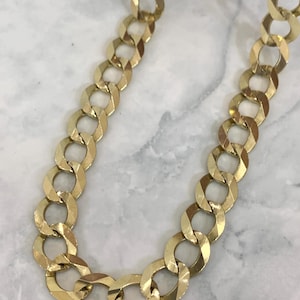 10K Solid Yellow Gold Curb Cuban Link Chain Necklace For Men 9mm Real 10 karat Gold For Boys Mens Fathers Day Gift