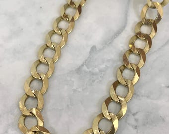 10K Solid Yellow Gold Curb Cuban Link Chain Necklace For Men 9mm Real 10 karat Gold For Boys Mens Fathers Day Gift