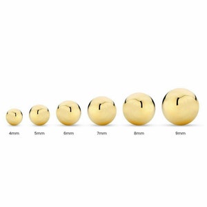 14K Solid Yellow Gold Round Ball Stud Earrins Pair Screw Back 3mm 4mm 5mm 6mm 7mm 8mm Gift for her Christmas gift