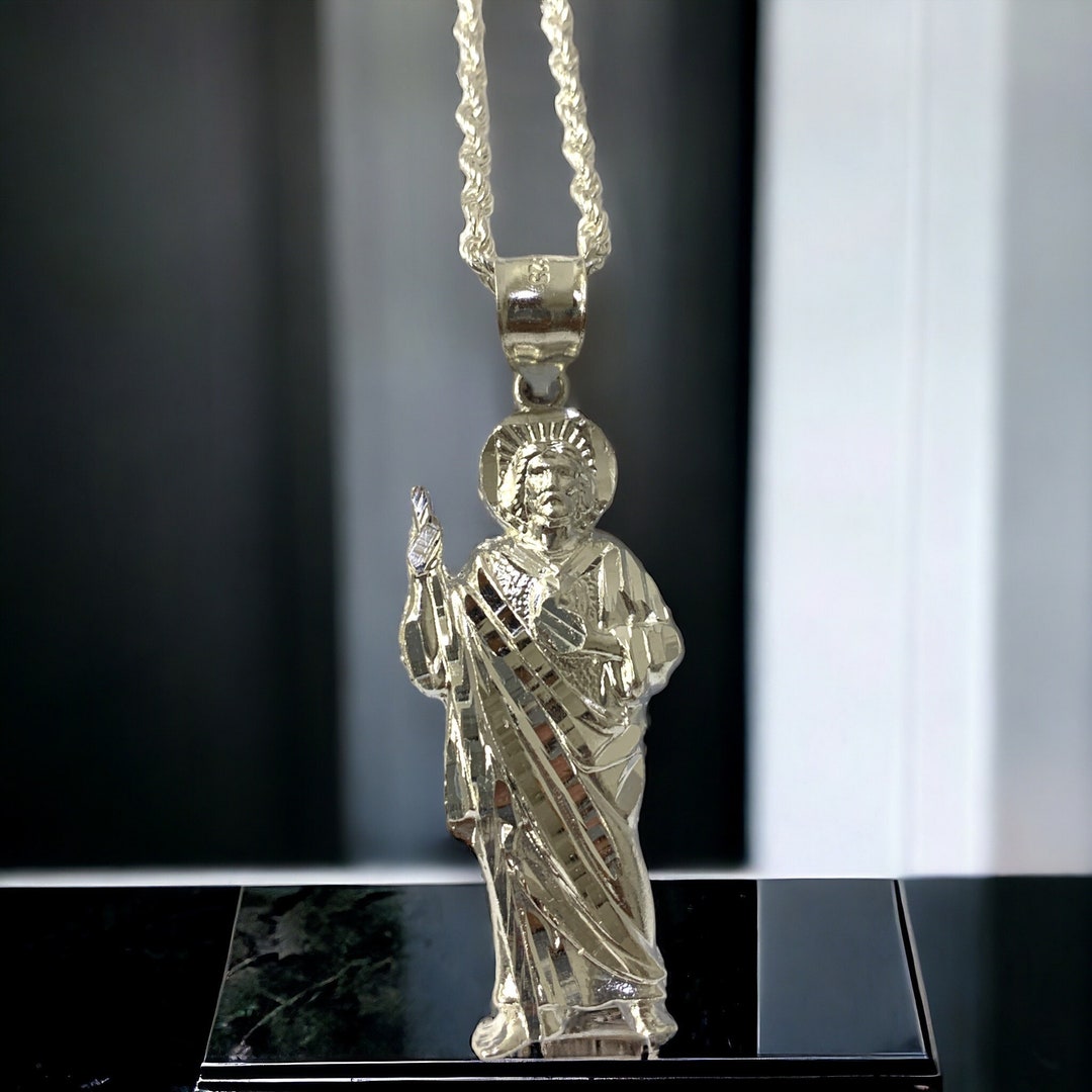 925 Sterling Silver St Jude Religious Solid Silver Medal Pendant Charm ...