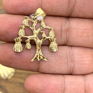 10 Karat Real Solid Yellow Gold Money Tree Pendant Men&#39;s Women&#39;s Necklace Pendant 10k Gold Pendant