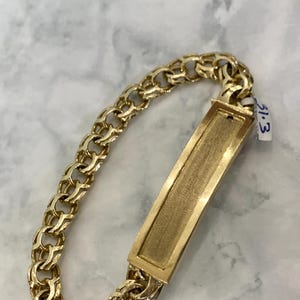 Real 10 Karat Solid Chino Heavy Mens Bracelet Esclava 10k Real Gold Oro 8.5mm 8 Inches ID Pulsera