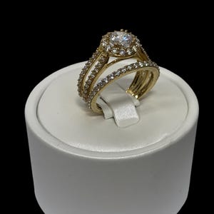 10K Solid Yellow Gold Diamond Cut Engagement Couples Proposal Ring anillo de compromiso Ring Bands Jewelry for Men Womens