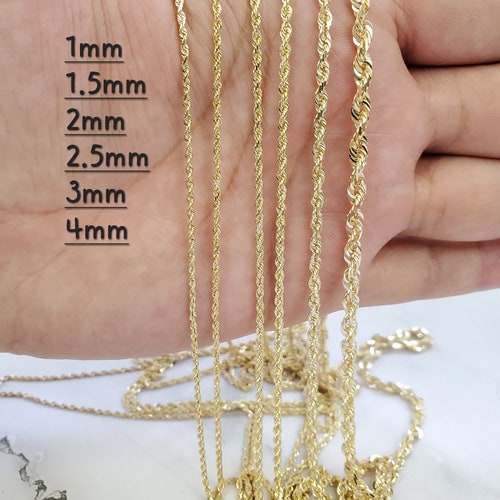 10K Yellow Gold Diamond Cut Hollow Rope 