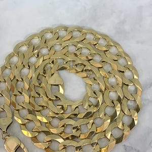 10K Solid Yellow Gold Curb Cuban Link Chain Necklace For Men 12mm Real 10 karat Gold For Boys Mens Fathers Day Gift