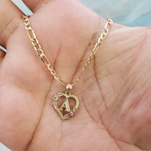 Real 10K Yellow Gold Figaro Link Bracelet Beach Anklet With Initial Alphabet For Men Women Gifts For Her 10 Karat Real Gold