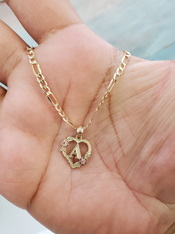 Real 10K Yellow Gold Figaro Link Bracelet Beach Anklet With Initial Alphabet For Men Women Gifts For Her 10 Karat Real Gold