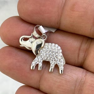 925 Sterling Silver elephant with white enamel cz fancy charm pendant elephant dije de elefante Real Silver Pendant