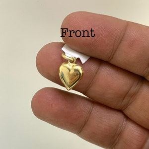 14K ソリッド イエロー ゴールド ハート ペンダント チャーム ダイヤモンドカット 両面プレーン パフハート 彼/彼女へのギフト 14 カラット リアルゴールド