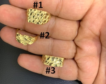 10K Solid Yellow Gold Nugget Ring Mens Pinky Ring Statement Ring Anillo Womens and Mens Jewelry