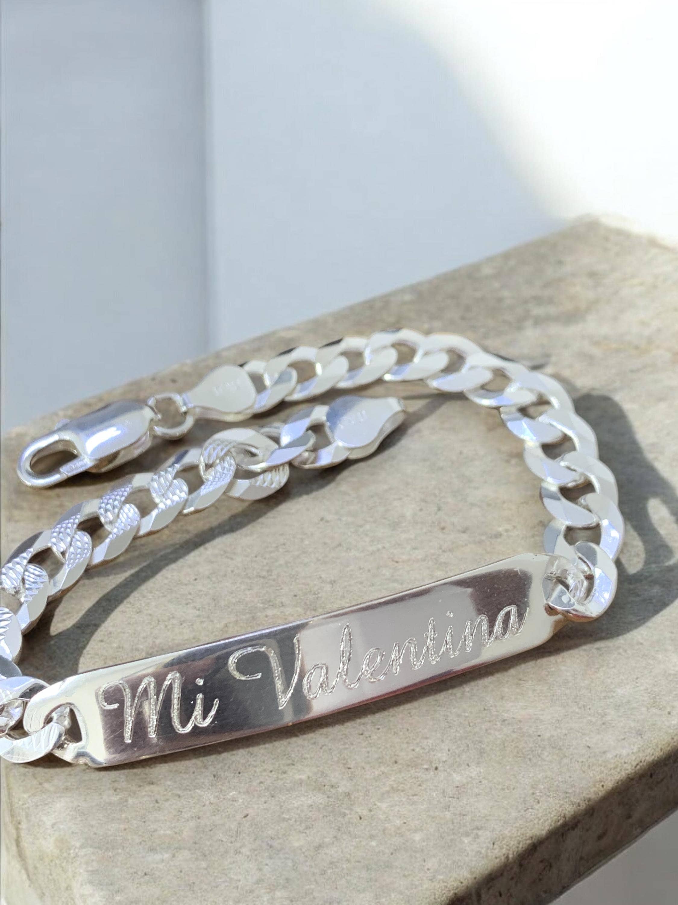 Solid 925 Italian Sterling Silver Diamond Cut Curb Cuban