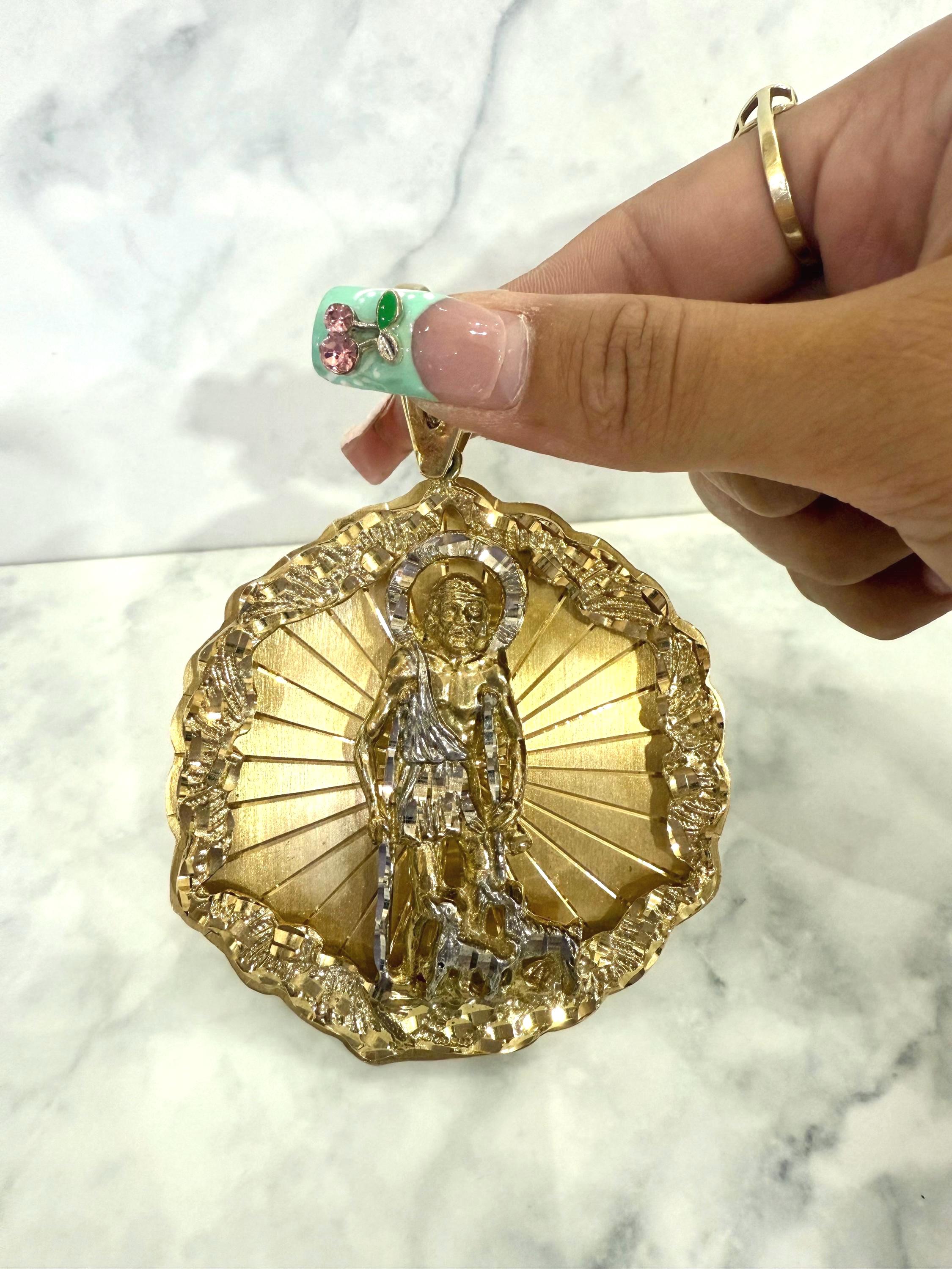 Real Gold 10 Karat San Lazaro Full Body St Lazarus Round Charm
