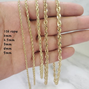 Echt 10K Gelbgold Diamantschliff Hohlseil Armband / Fußkettchen für Männer/Frauen 3mm (7&quot;-10&quot;)