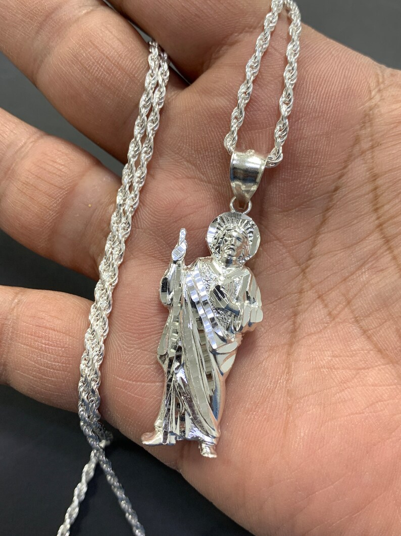 925 Sterling Silver St Jude Religious Solid Silver Medal Pendant Charm ...