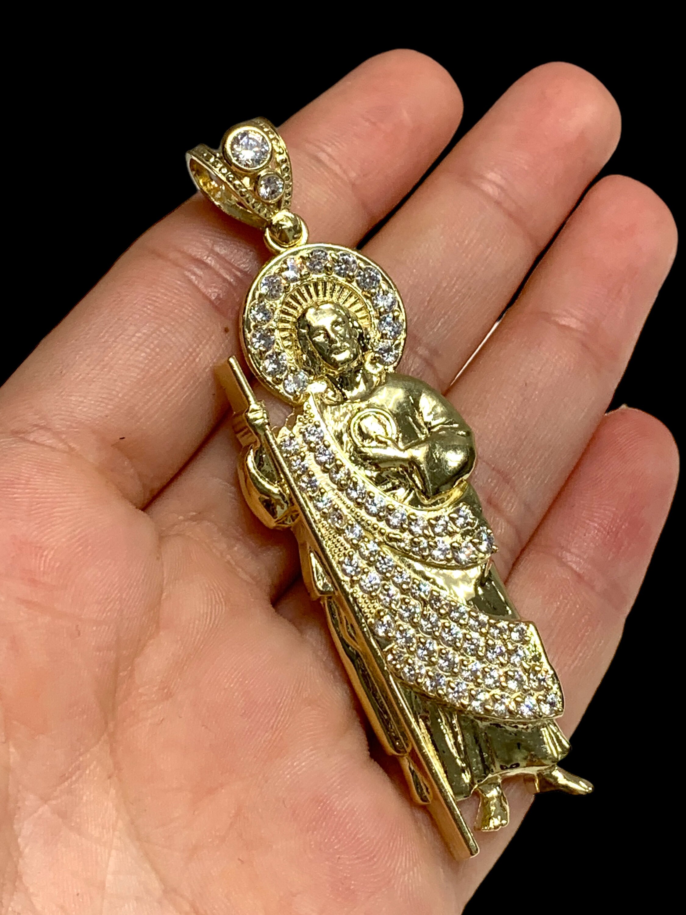 10K Real Gold St Jude San Judas Religious Solid Medal Pendant Charm ...