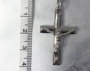 Glänzend Jesus Kruzifix Kreuz Anhänger Echt Massiv
