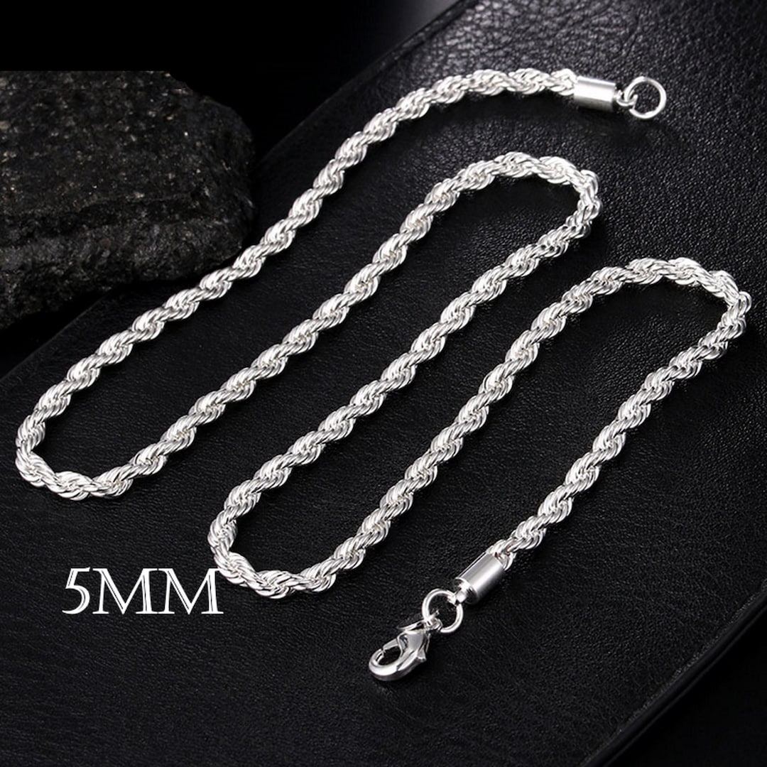 Real 925 Sterling Silver Diamond Cut Made in Italy Solid Rope