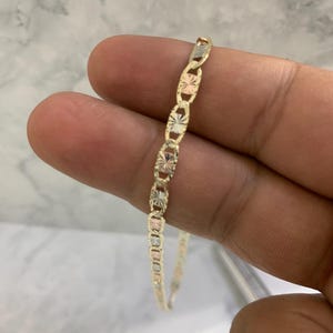 10K Tri Color Solid Yellow White Rose Gold Valentino Flat Anchor Bracelet For Women Bracelet and Anklet Real 10 Karat Gold