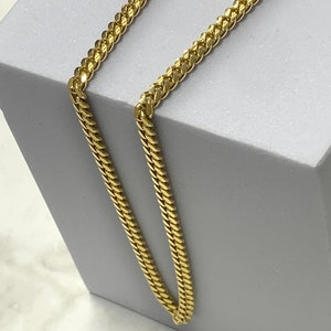 Solid Miami Cuban 10K Yellow Gold Curb Cuban Link Chain Necklace For Men and Women 4mm