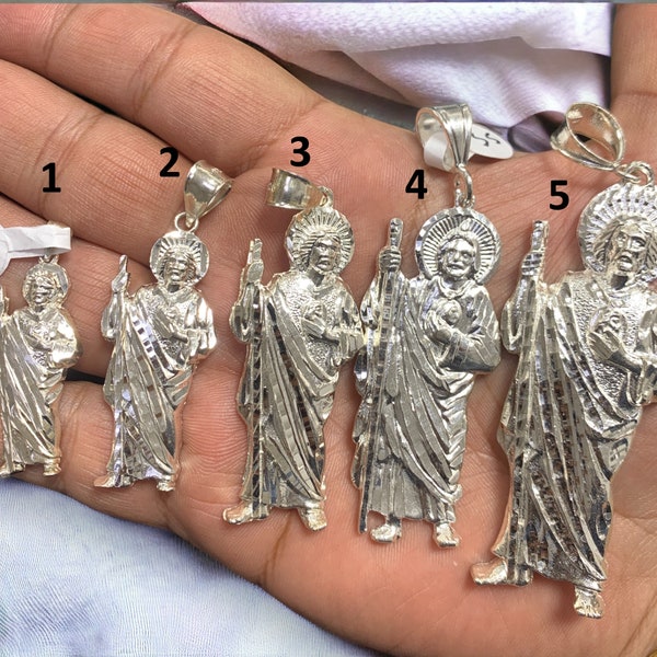 925 Sterling Silver St Jude Religious Solid Silver Medal Pendant Charm San Judas Catholic Jewelry