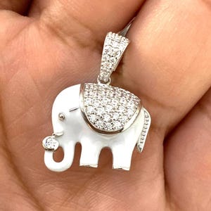 925 Sterling elephant with white enamel cz fancy charm pendant elephant dije de elefante