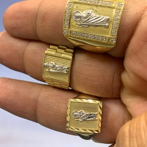 10K Solid Yellow and White Gold Mens St Jude Saint Jude Ring Judas Catholic Religious Anillo  Mens Jewelry