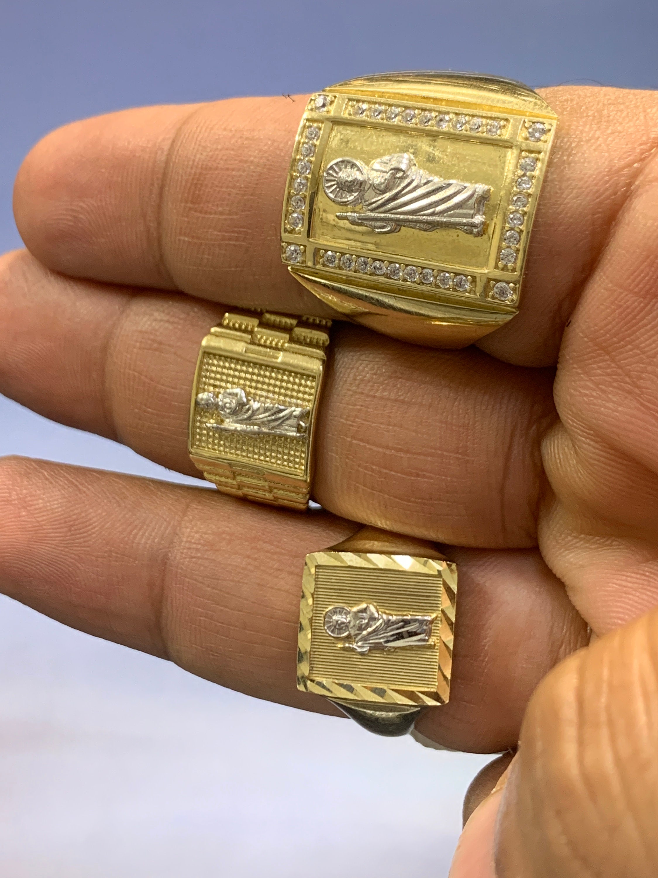 10K Solid Yellow and White Gold Mens St Jude Saint Jude Ring Judas