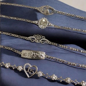 Pulsera de plata de ley 925 maciza para quinceañeras, 15 años, regalo de cumpleaños, plata auténtica