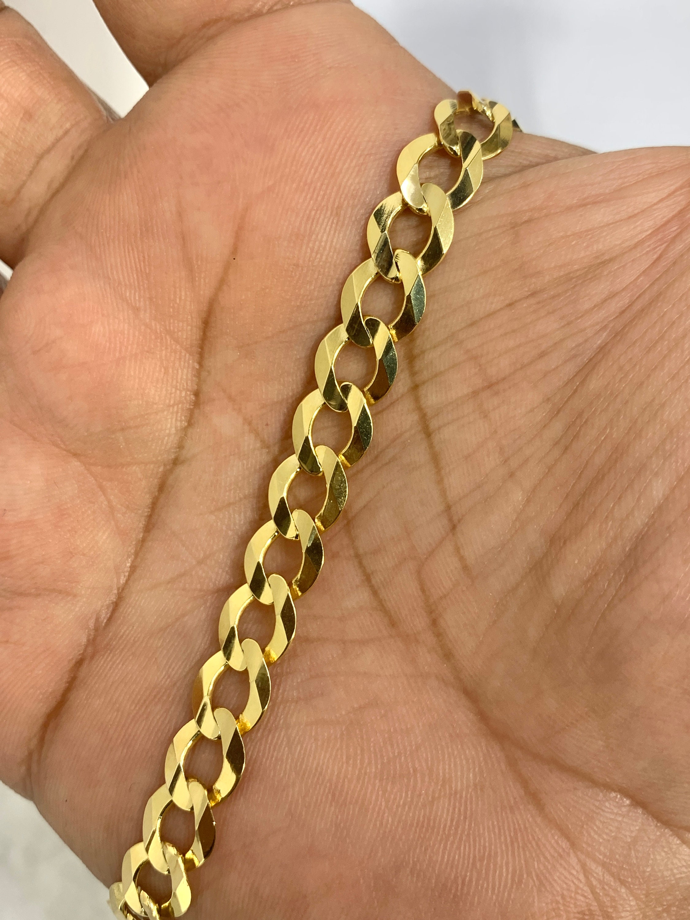 COCO Park Men's Stainless Steel Cuban Link Bracelet - 8 7/8" Gold Tone Textured Curb Chain Bangle - View #11